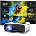 【Electric Keystone】 4K Projector with 5G WiFi and Two-Way Bluetooth, Native 1080P Portable Outdoor Movie Projector with Projector Screen, Mini Projector Compatible with HDMI, USB, Smartphone