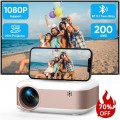 Mini Projector with Bluetooth 5.1, Support 1080P, Two-way Bluetooth for Outdoor Portable Movie Projector