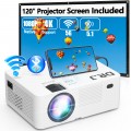 DR.J Professional Projector Native 1080P 5G Wifi 250" Display Projector with Bluetooth 5.1, Full HD 4K Outdoor Movie Projector, 120" Screen Included